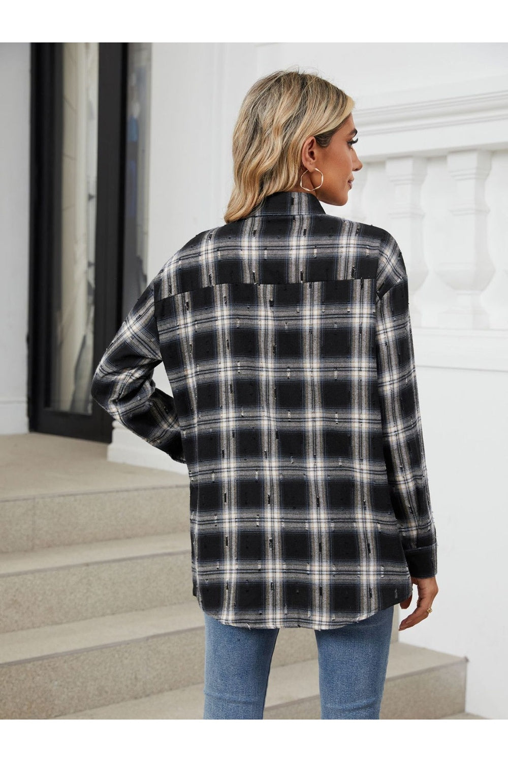 Plaid Button Up Long Sleeve Shirt - Shirts - FITGGINS