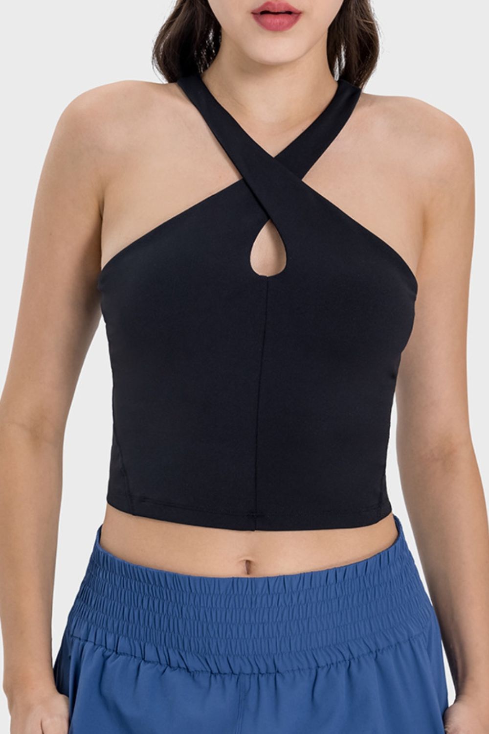 Millennia Crisscross Grecian Neck Active Cami - Crop Tops & Tank Tops - FITGGINS