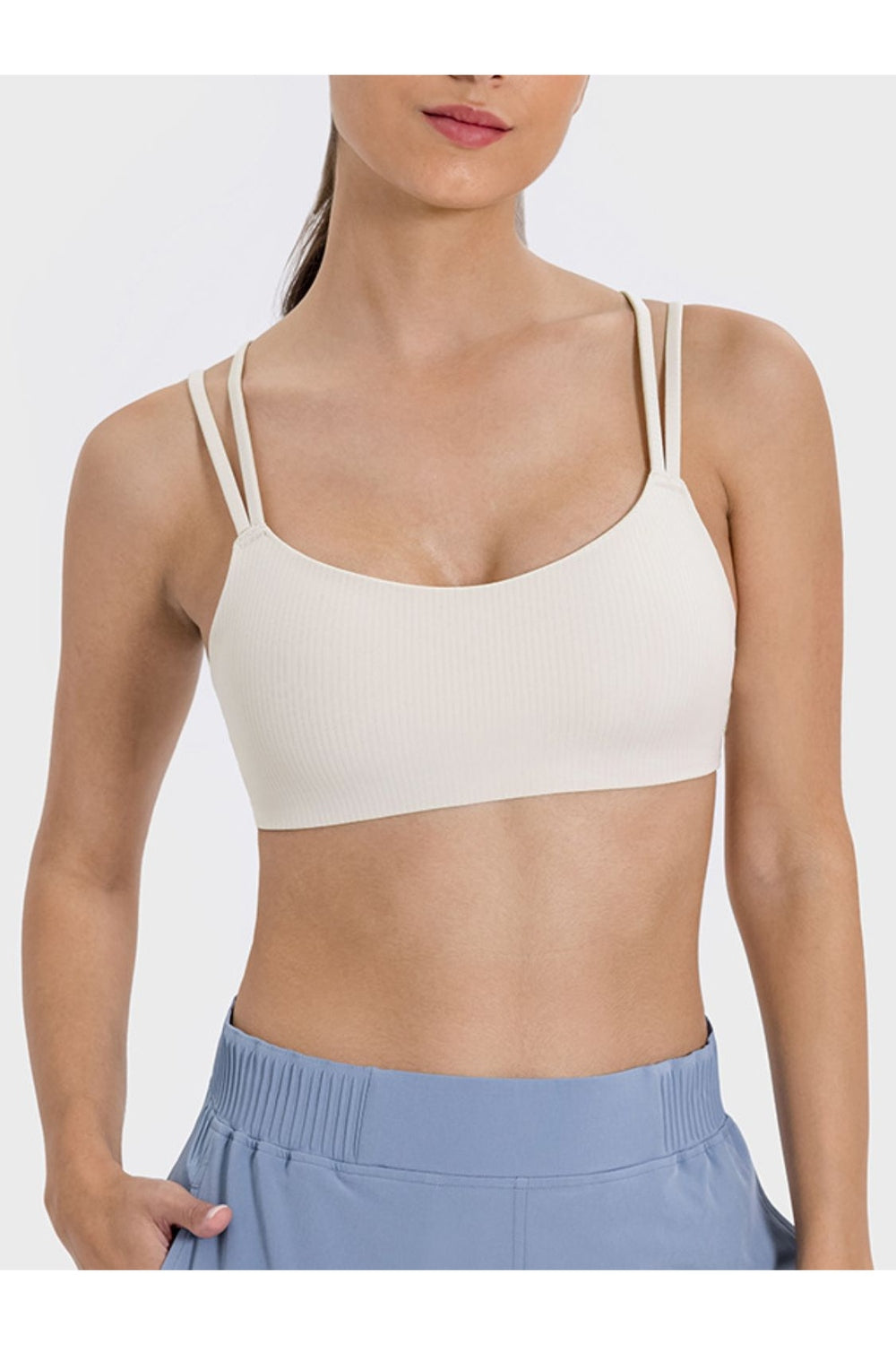 Millennia Scoop Neck Double Strap Active Cami - Crop Tops & Tank Tops - FITGGINS