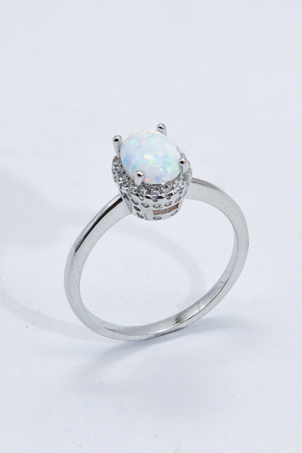 925 Sterling Silver 4-Prong Opal Ring - Rings - FITGGINS