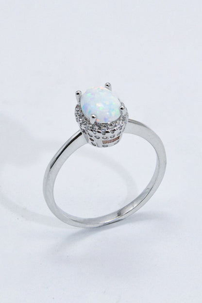 925 Sterling Silver 4-Prong Opal Ring - Rings - FITGGINS