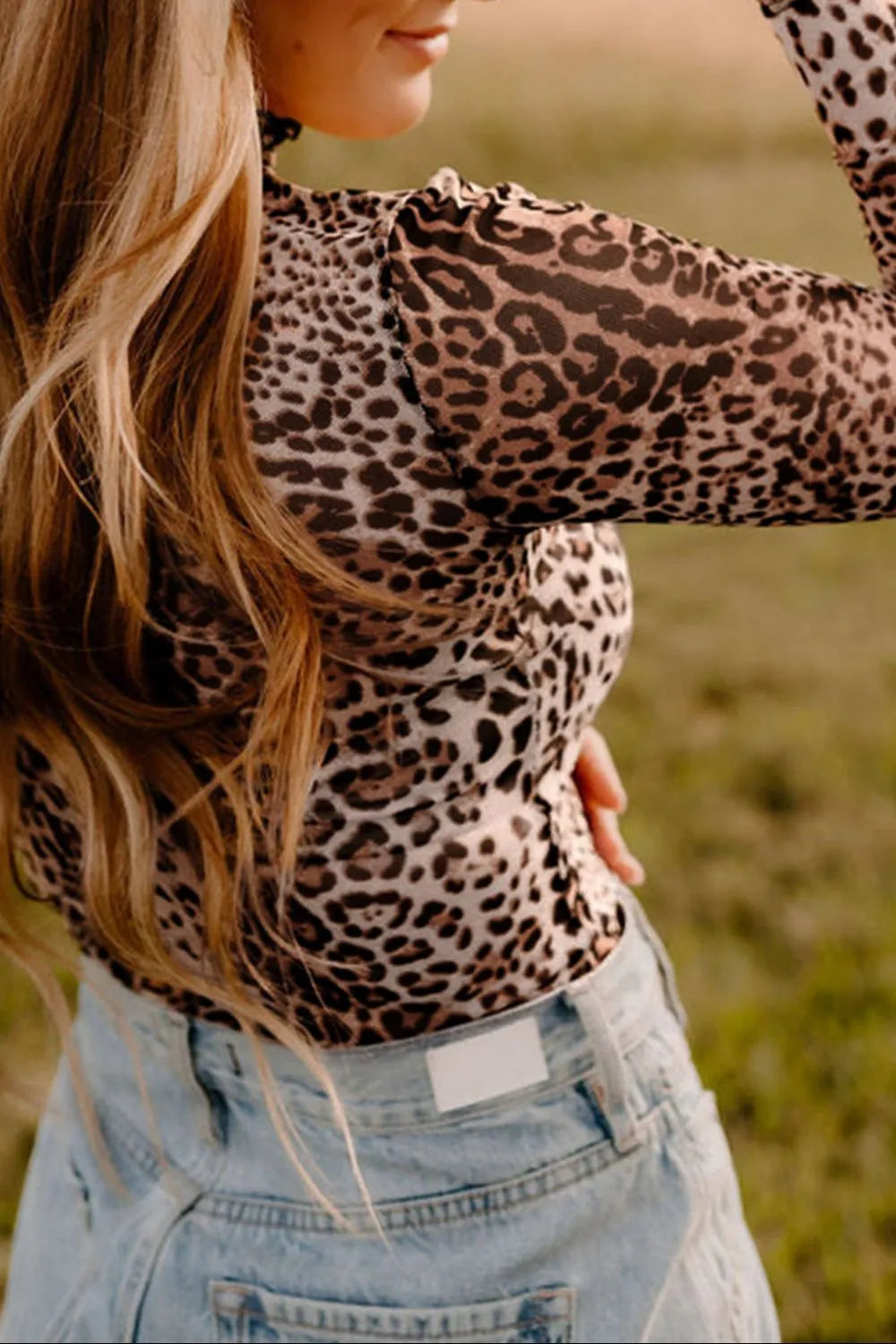 Turtleneck Leopard Long Sleeve Bodysuit Fitggins