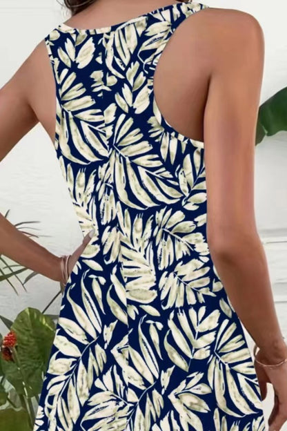 Printed Scoop Neck Wide Strap Mini Dress - Casual & Maxi Dresses - FITGGINS