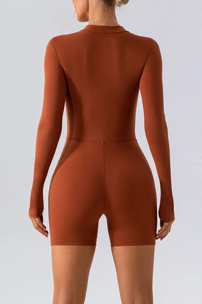 Half Zip Long Sleeve Active Romper Fitggins