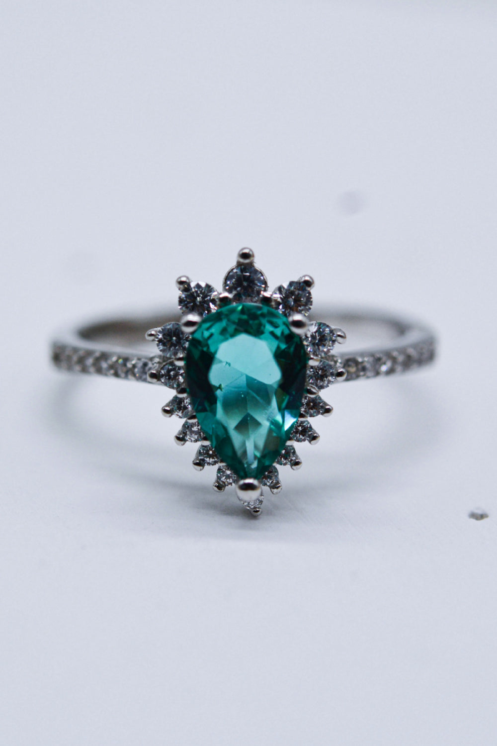 Paraiba Blue Zircon Pear Shape Ring - Rings - FITGGINS