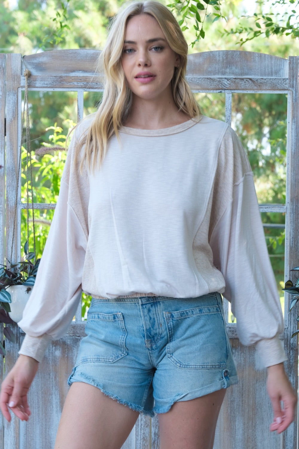 Hailey & Co Rib and Two Tone Knit Mixed Top - Shirts - FITGGINS