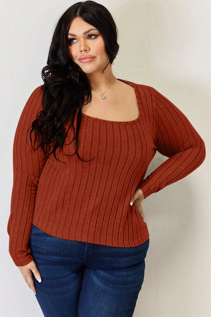 Basic Bae Full Size Ribbed Long Sleeve T-Shirt Fitggins