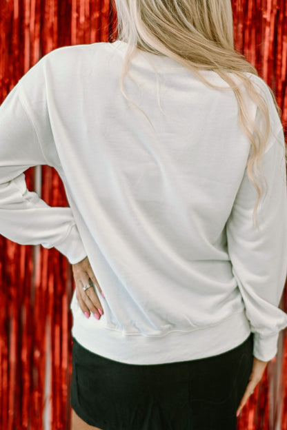 Valentine’s Day XOXO Glitter Round Neck Sweatshirt - Sweatshirts & Hoodies - FITGGINS