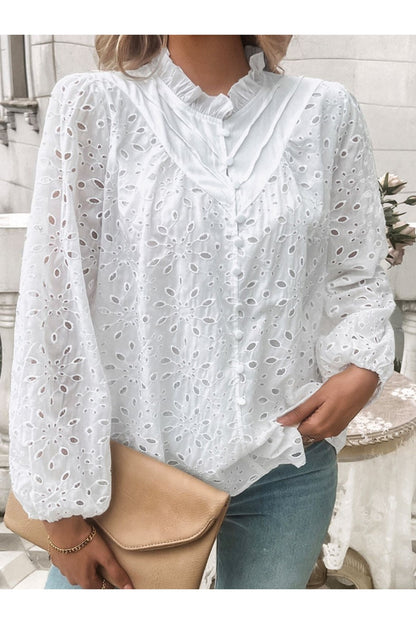 Devine Frill Long Sleeve Round Neck Shirt Fitggins