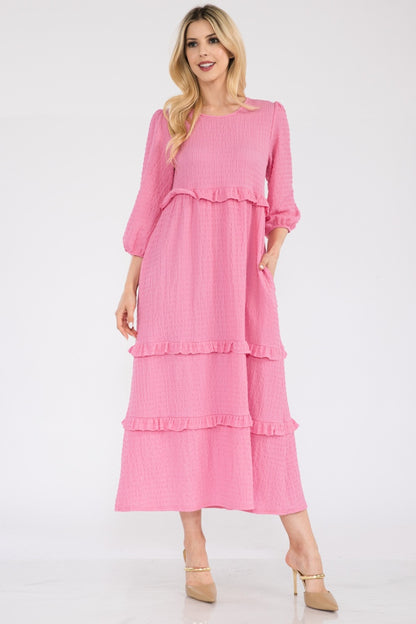 Celeste Full Size Tiered-Ruffle Midi Dress - Casual & Maxi Dresses - FITGGINS