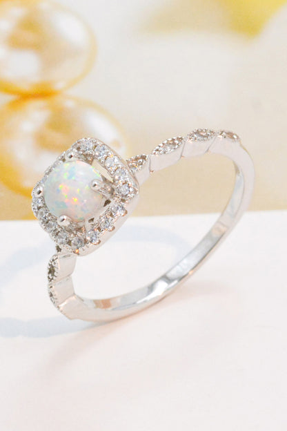 925 Sterling Silver Inlaid Opal Ring - Rings - FITGGINS