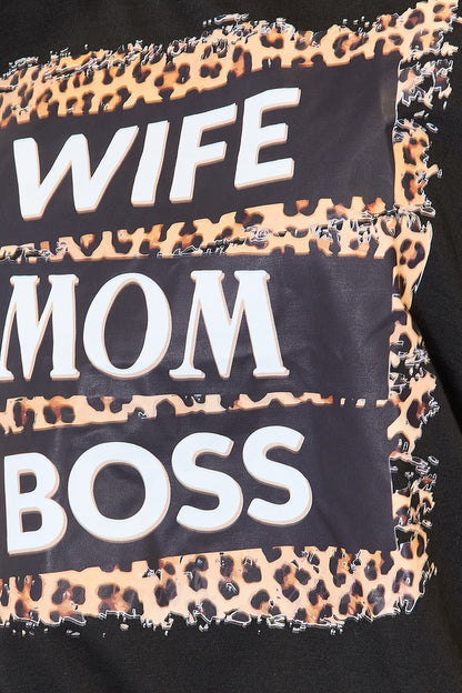 Simply Love WIFE MOM BOSS Leopard Graphic T-Shirt - T-Shirts - FITGGINS