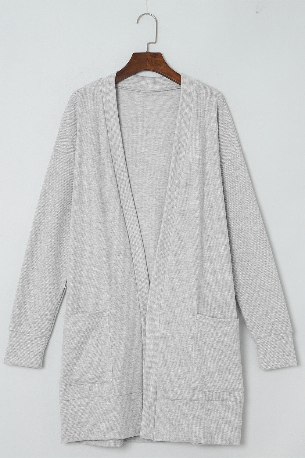 Pocketed Open Front Long Sleeve Cardigan - Cardigans - FITGGINS