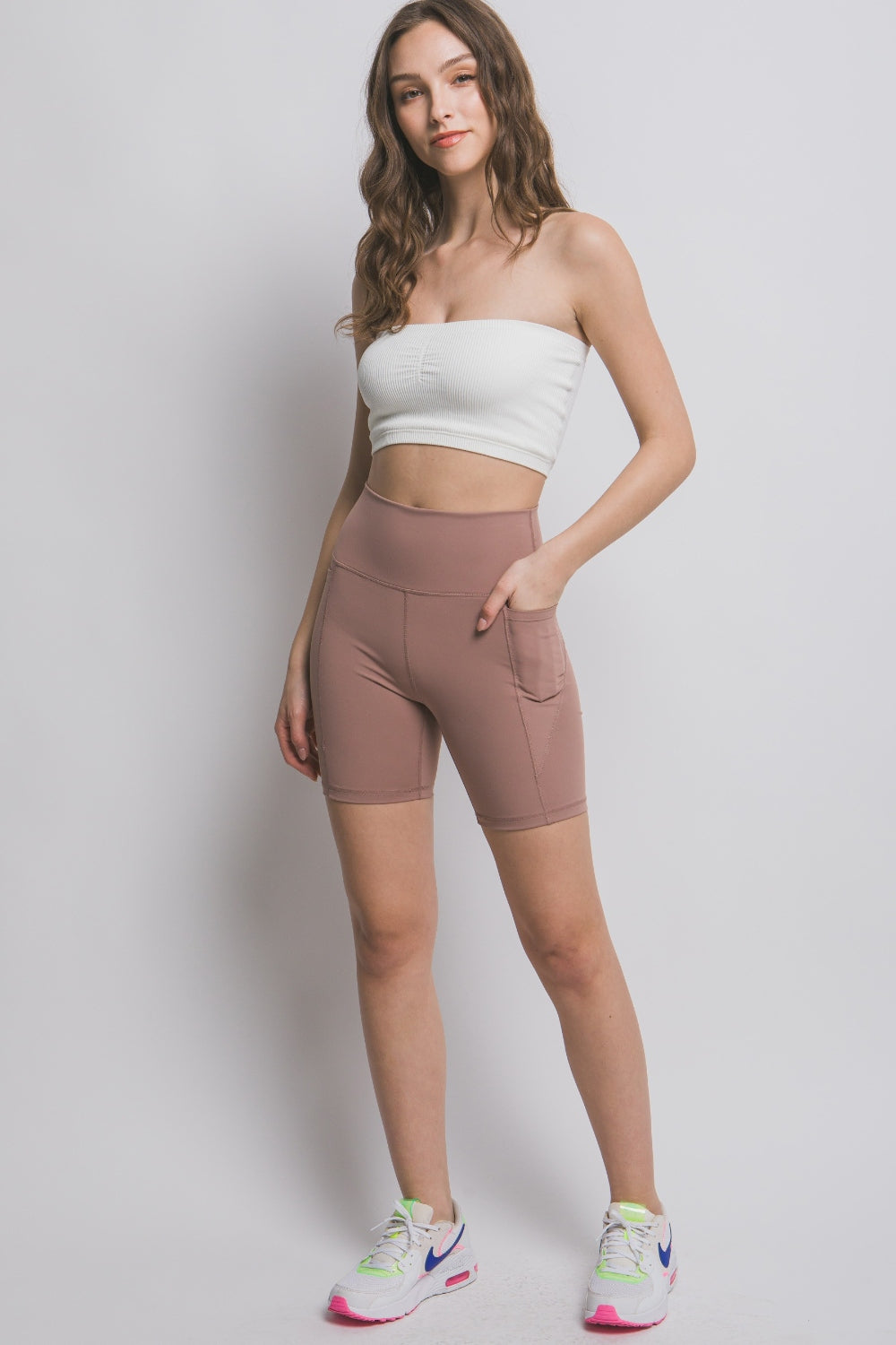 Love Tree High Waist Seam Detail Active Shorts - Short Leggings - FITGGINS