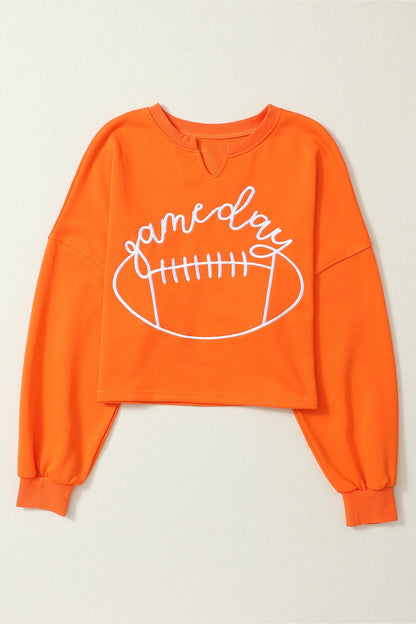 GAME DAY Football Notched Long Sleeve Sweatshirt - Sweatshirts & Hoodies - FITGGINS