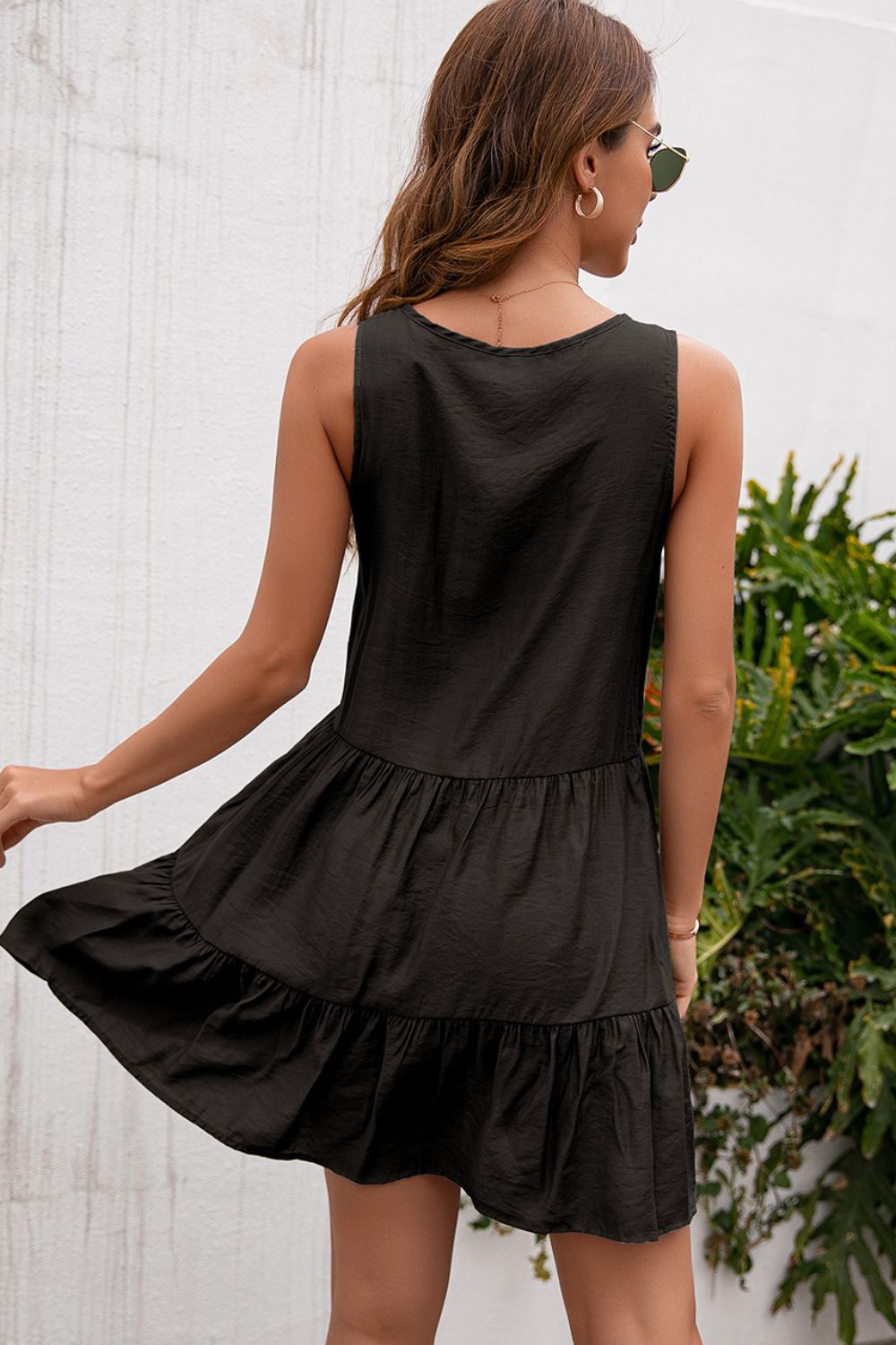 Ivy Lane Tassel Tie Lace Trim Sleeveless Dress Fitggins