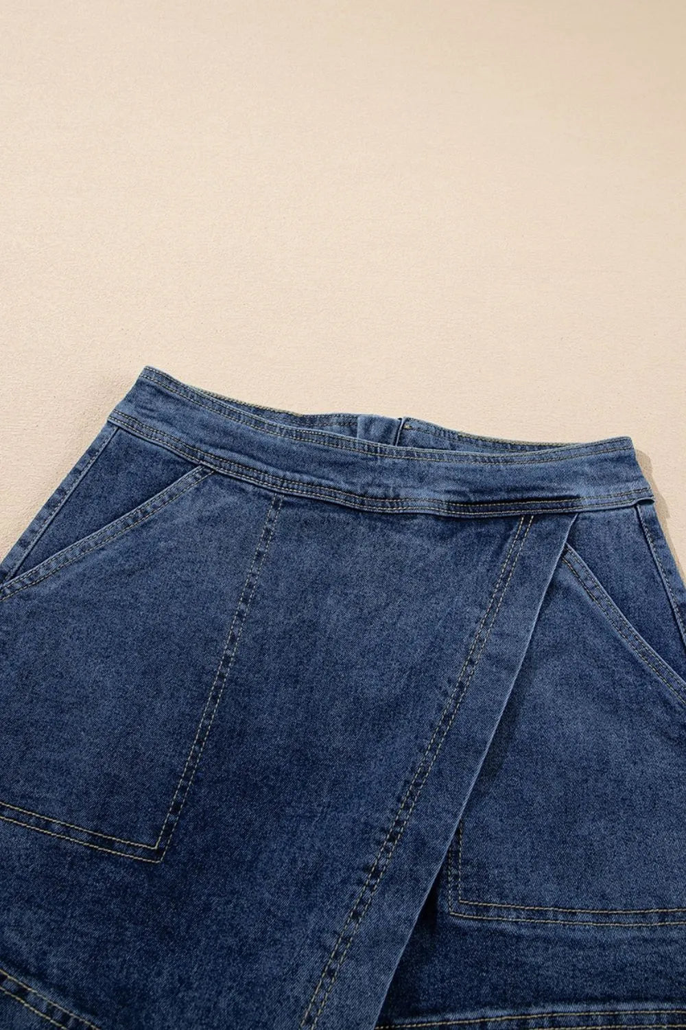 Asymmetrical Denim Skort with Pockets Fitggins
