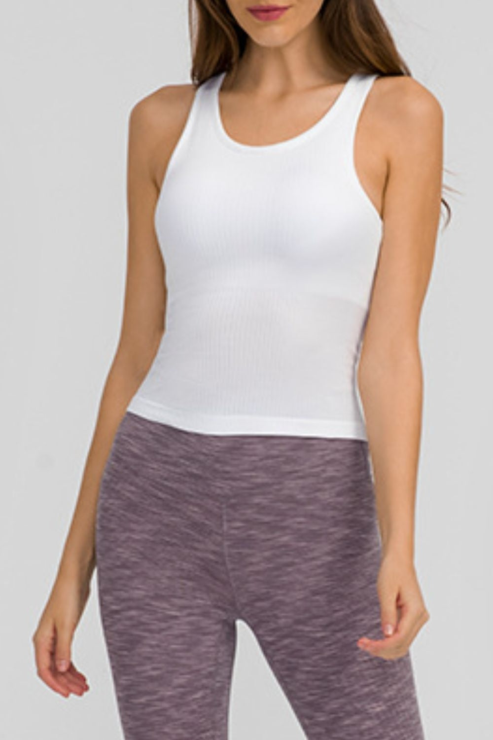 Millennia Round Neck Racerback Active Tank - Crop Tops & Tank Tops - FITGGINS