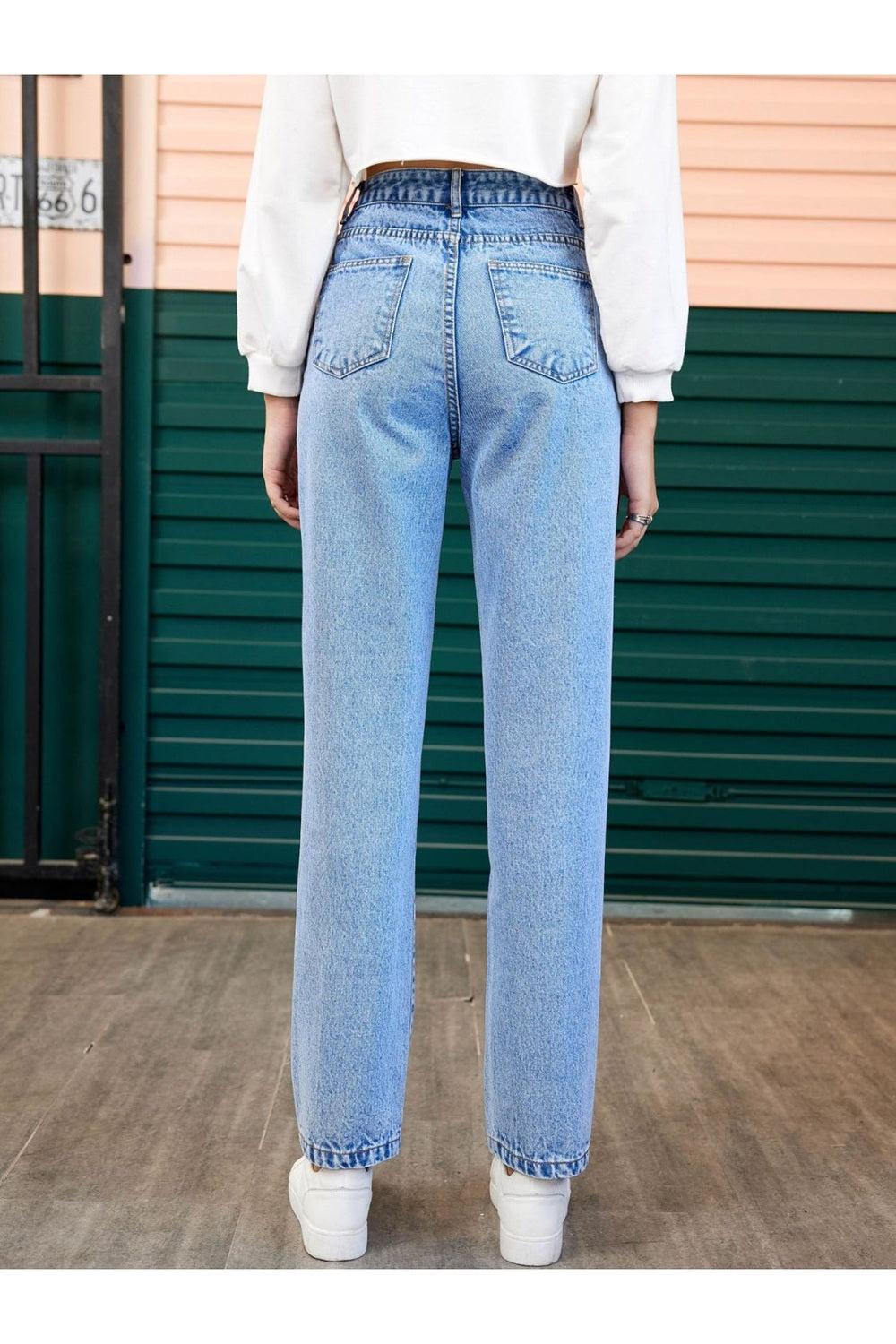 Heart Straight Leg Jeans with Pockets - Jeans - FITGGINS