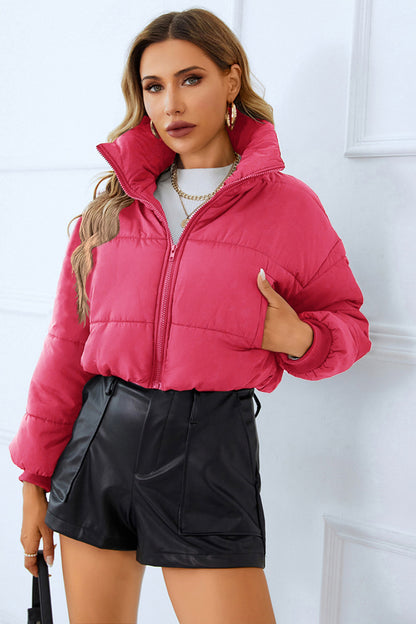 Zip-Up Winter Coat with Pockets - Jackets - FITGGINS