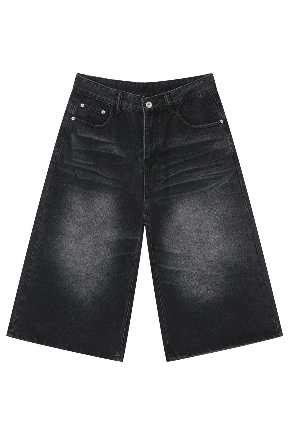 Men's Trendy Washed Denim Shorts with Pockets Dark Gray Fitggins