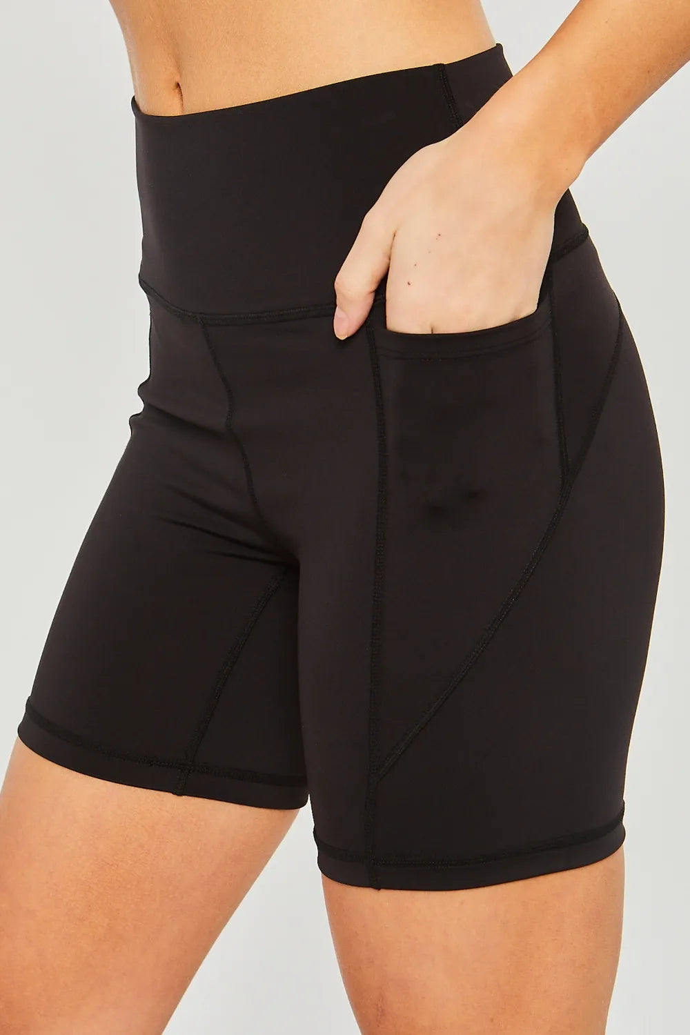 Love Tree High Waist Seam Detail Active Shorts Black Fitggins