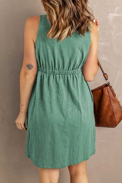 Sleeveless Button Down Mini Magic Dress Fitggins