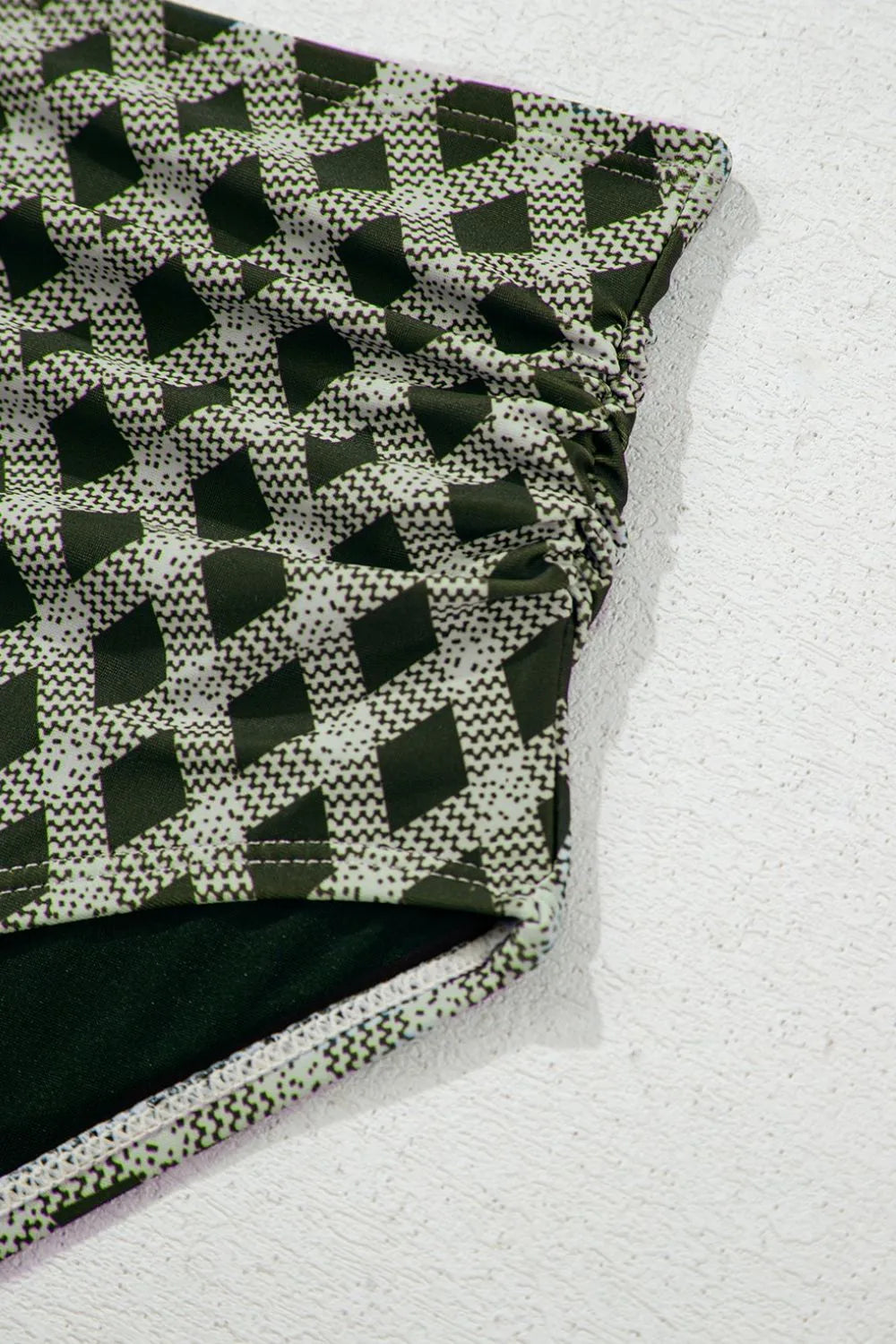 Dotted Mesh Plaid Patchwork High Waisted Swim Set Fitggins