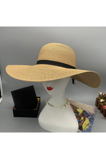 Bow Paper Braided Wide Brim Hat - Hats - FITGGINS