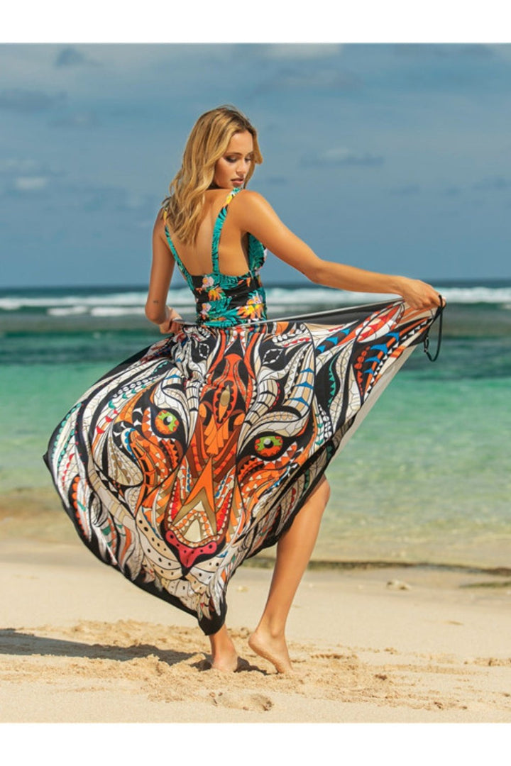 Printed Spaghetti Strap Cover Up - Cover-Ups - FITGGINS
