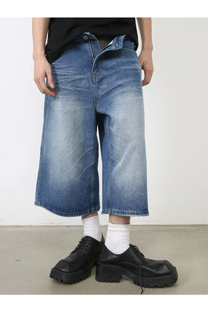 Men's Trendy Washed Denim Shorts with Pockets Fitggins