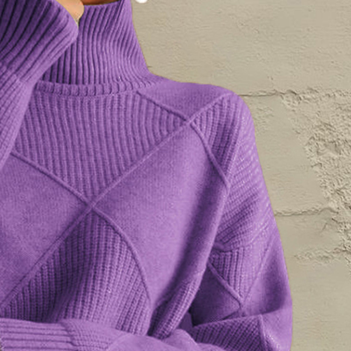 Geometric Turtleneck Long Sleeve Sweater Fitggins