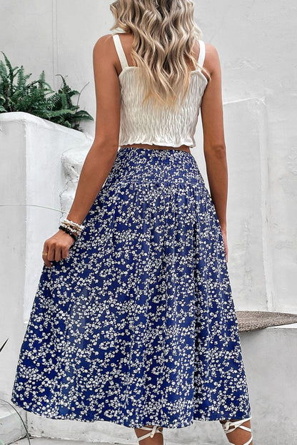 Perfee Ditsy Floral Slit High Waist Skirt - Skirts - FITGGINS