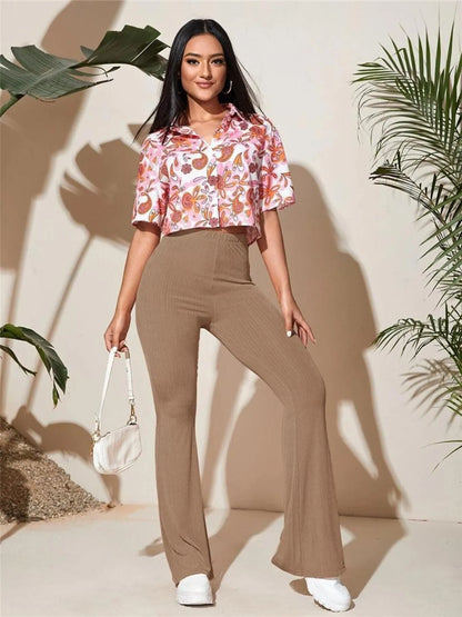 Full-Size High-Waist Flare Active Pants - Plus Size Fitggins