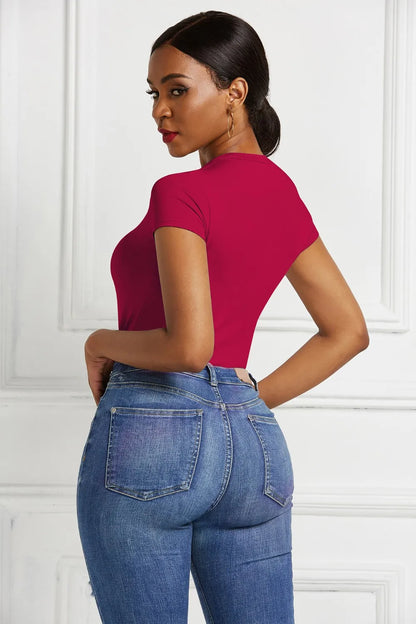 Round Neck Short Sleeve Bodysuit Fitggins