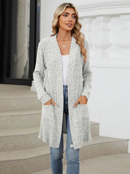 Open Front Long Sleeve Cardigan Fitggins