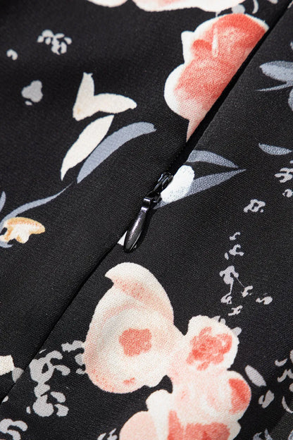 Floral Print Flounce Sleeve Midi Dress Fitggins