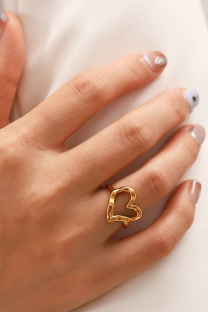 18K Gold Plated Heart-Shaped Ring - Rings - FITGGINS