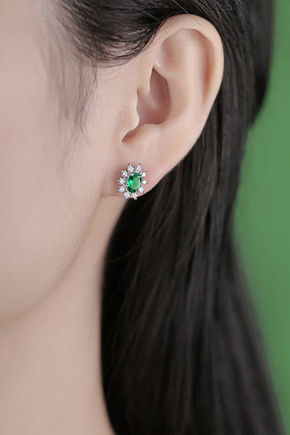 1 Carat Lab-Grown Emerald Stud Earrings - Earrings - FITGGINS