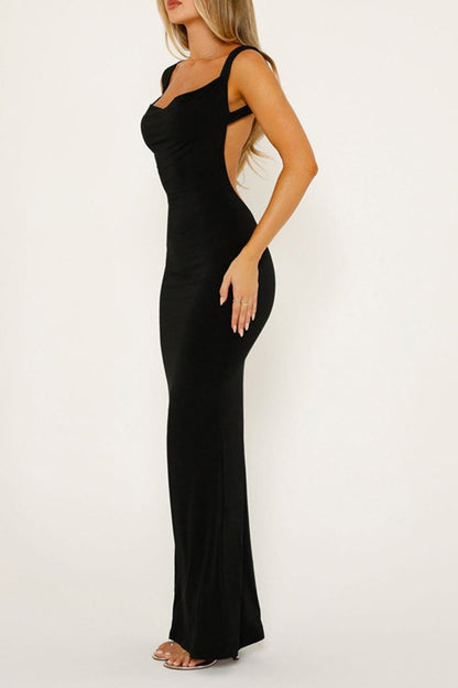 Backless Wide Strap Maxi Dress - Casual & Maxi Dresses - FITGGINS