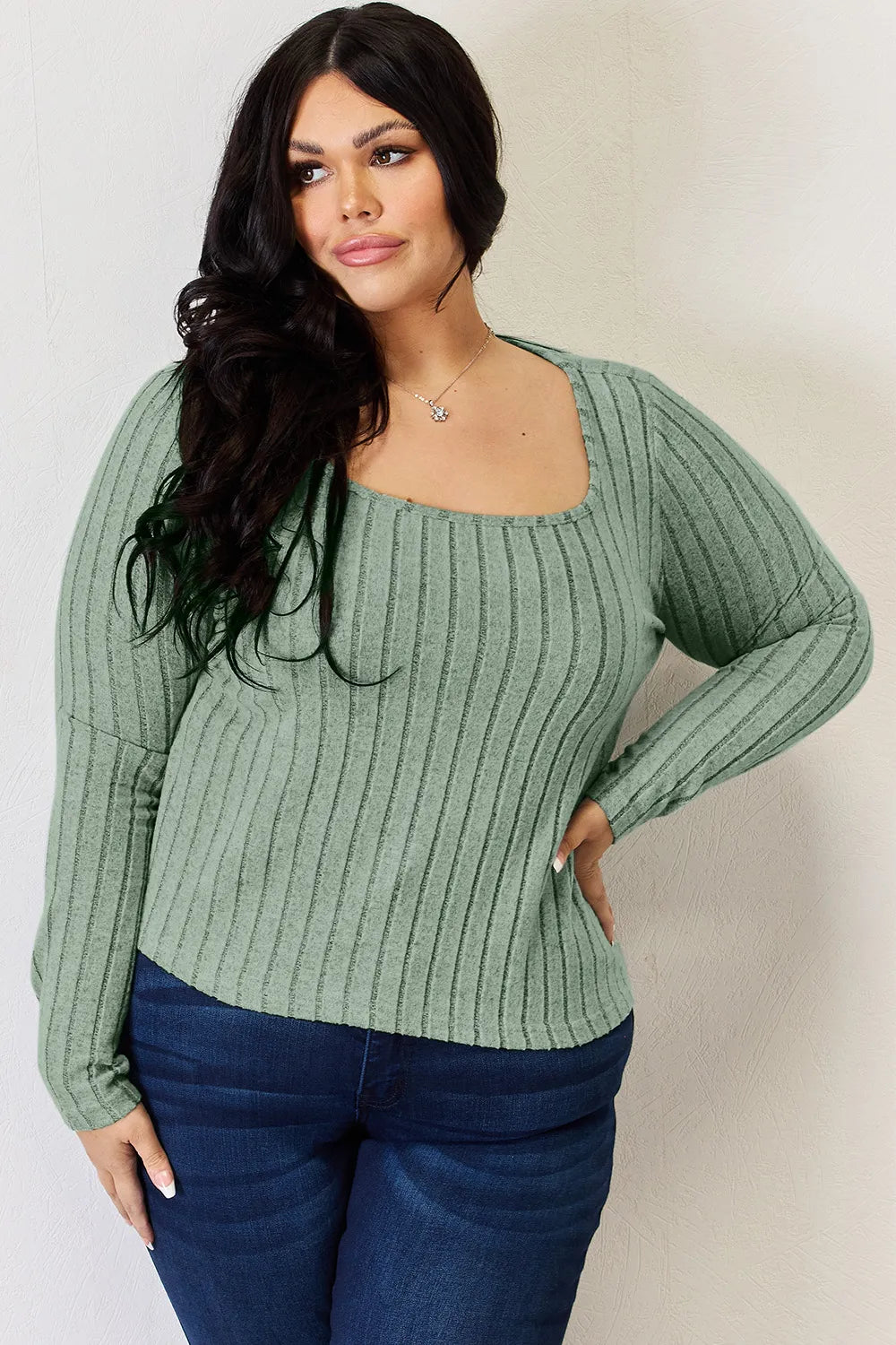Basic Bae Full Size Ribbed Long Sleeve T-Shirt Fitggins
