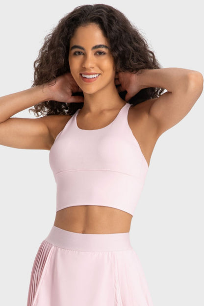 Millennia Crisscross Back Ladder Detail Sports Bra Blush Pink Fitggins