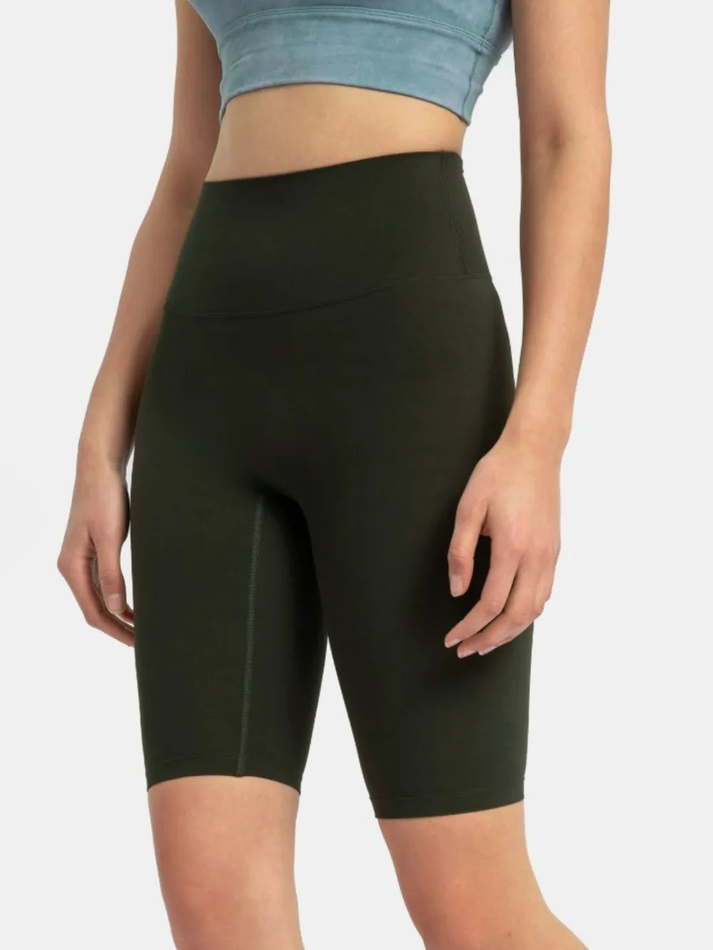 Millennia High Rise Wide Waistband Active Shorts Vintage Green Fitggins