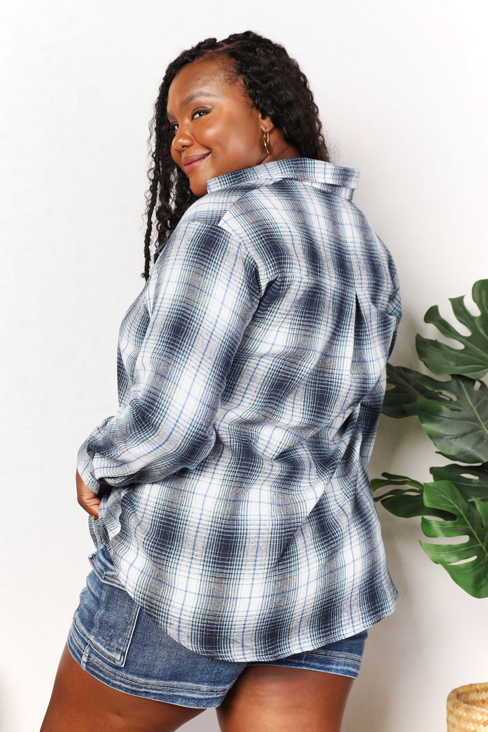 Mandy Plaid Dropped Shoulder Shirt - Shirts - FITGGINS