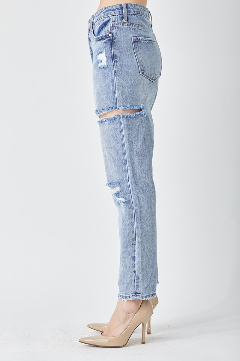 RISEN Distressed Slim Cropped Jeans - Jeans - FITGGINS