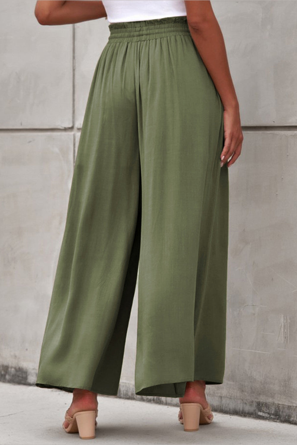 Drawstring Waist Wide Leg Pants - Pants - FITGGINS