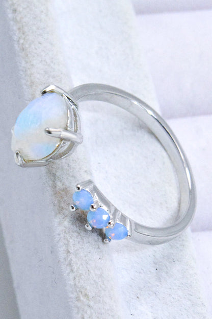 18K Rose Gold-Plated Moonstone Open Ring - Rings - FITGGINS