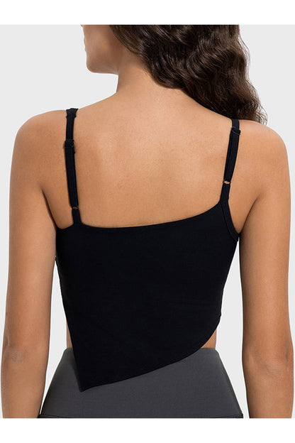 Millennia Slit Asymmetrical Neck Active Cami - Crop Tops & Tank Tops - FITGGINS