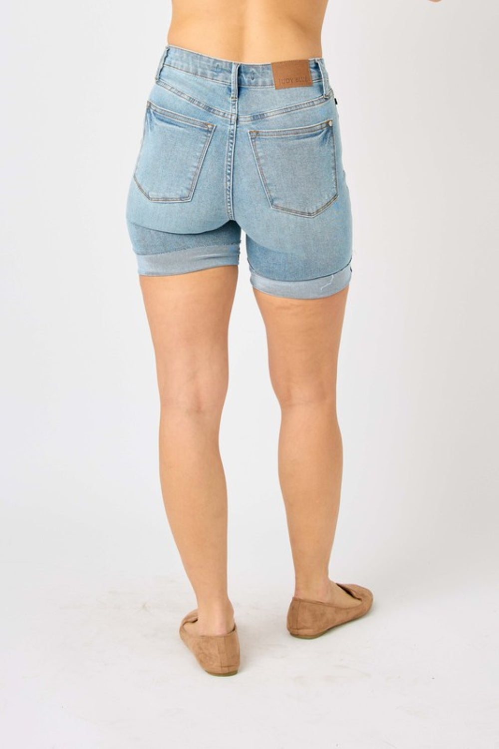 Judy Blue Full Size Tummy Control Denim Shorts - Denim Shorts - FITGGINS