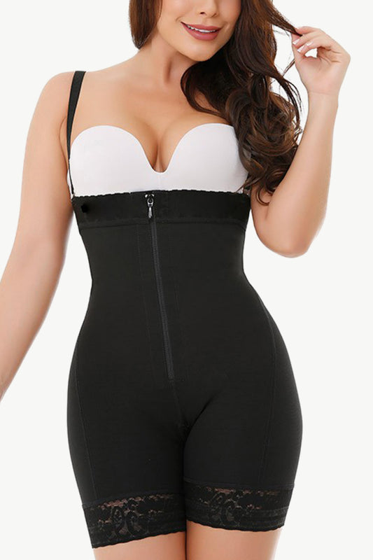 Full Size Zip Up Under-Bust Shaping Bodysuit Fitggins